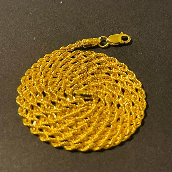 Solid 14K Gold Diamond Cut Rope Chain Necklace 24 inch,2.5 mm - Picture 4 of 17